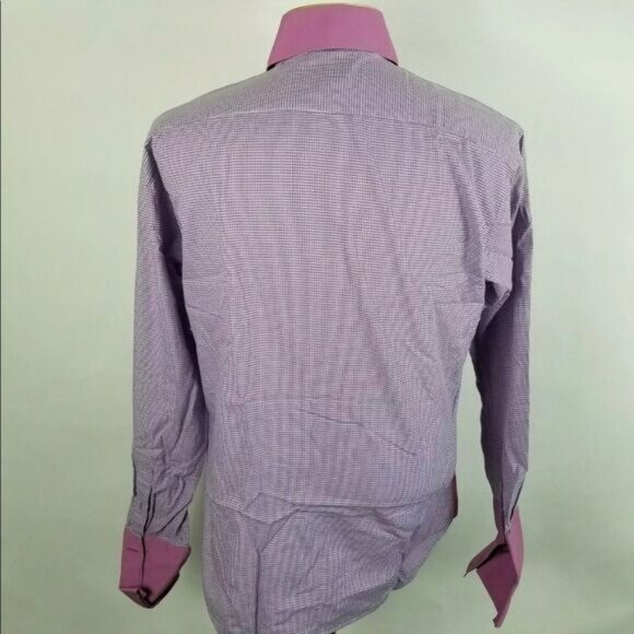Bertigo 4 Medium Pink Houndstooth French Cuff Cotton Shirt Made in Turkey. - Picture 7 of 7